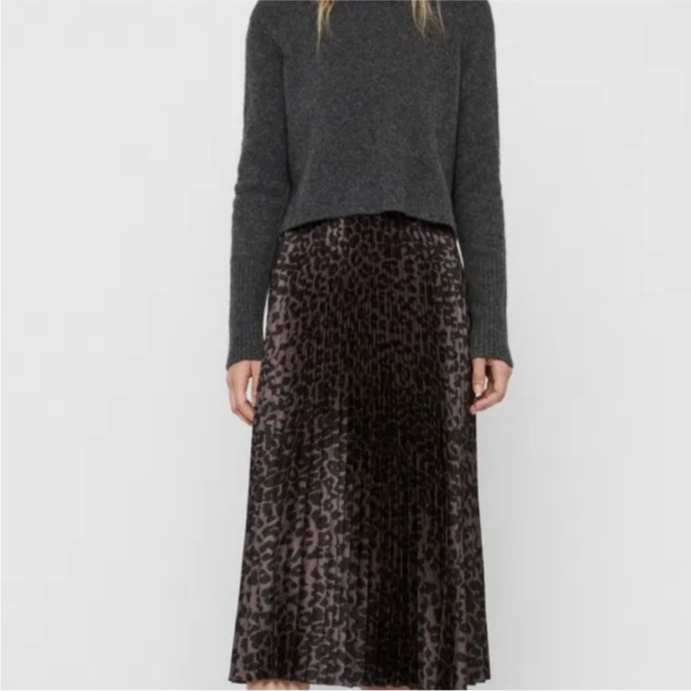 All Saints Black and Dark Green Leopard Print Dress with  dark green sweater